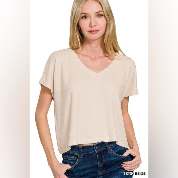 Zenana Brushed Hacci Drop Shoulder Cropped Hoodie